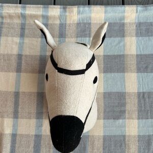 Plush Zebra Animal Head Wall Decor - Cream and Black